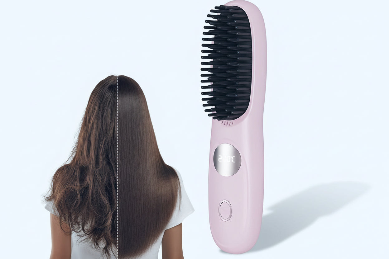 The Nomad-Gloss: USB Rechargeable Straightening Brush for On-The-Go Styling