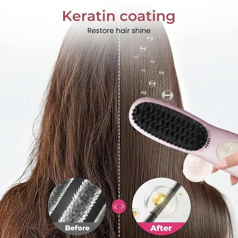 The Nomad-Gloss: USB Rechargeable Straightening Brush for On-The-Go Styling