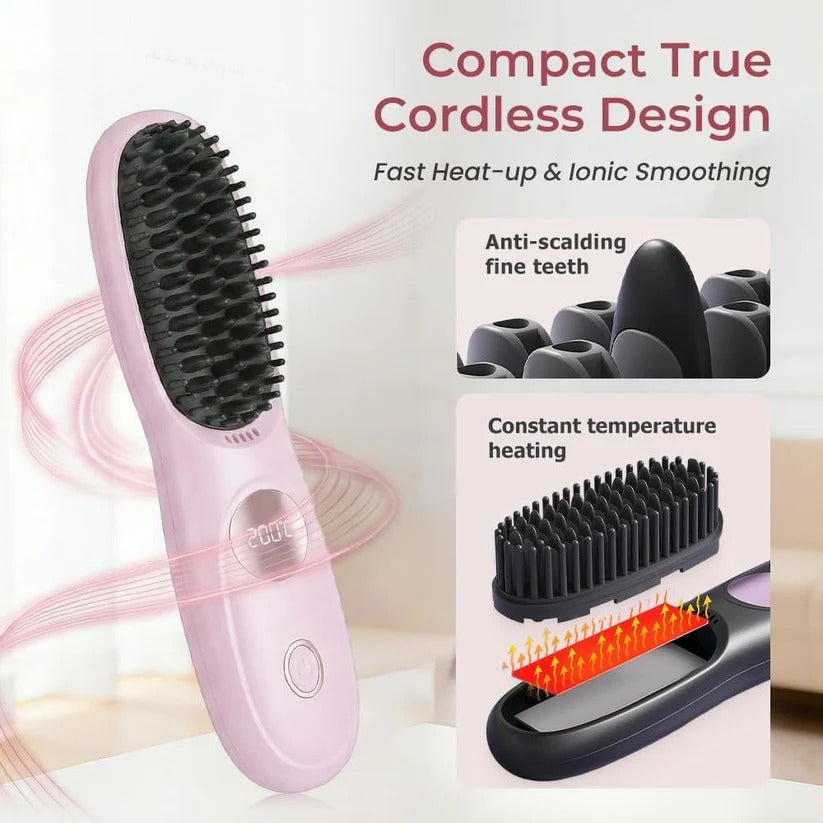 The Nomad-Gloss: USB Rechargeable Straightening Brush for On-The-Go Styling