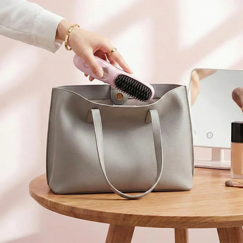 The Nomad-Gloss: USB Rechargeable Straightening Brush for On-The-Go Styling