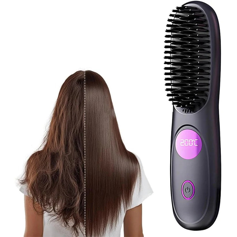 The Nomad-Gloss: USB Rechargeable Straightening Brush for On-The-Go Styling