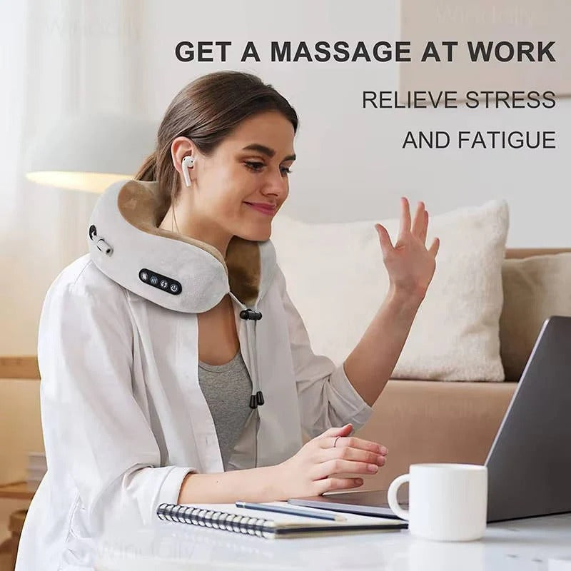 The Pulse-Cloud Voyager: Ergonomic Neck Pillow with Real-Touch Massage Nodes